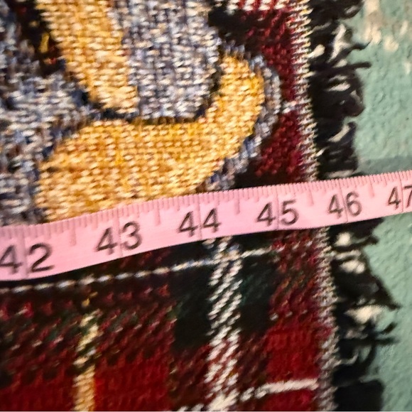 Vintage Teddy Bear Woven Blanket Tapestry Plaid Fringe Throw Cozy Decor - Picture 12 of 13